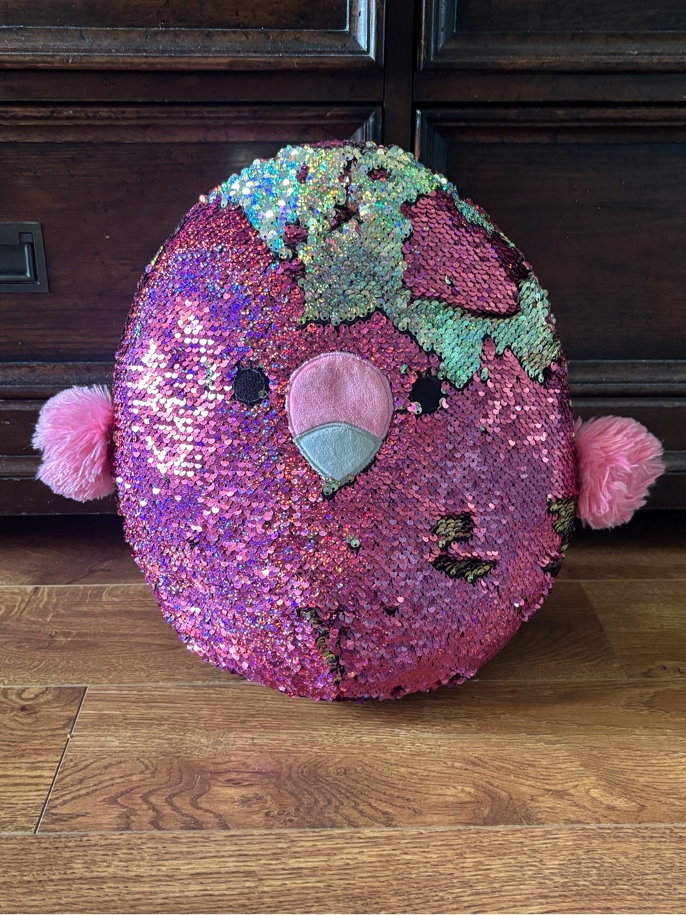 Squishmallows Pink Reversible Sequin Bird plush